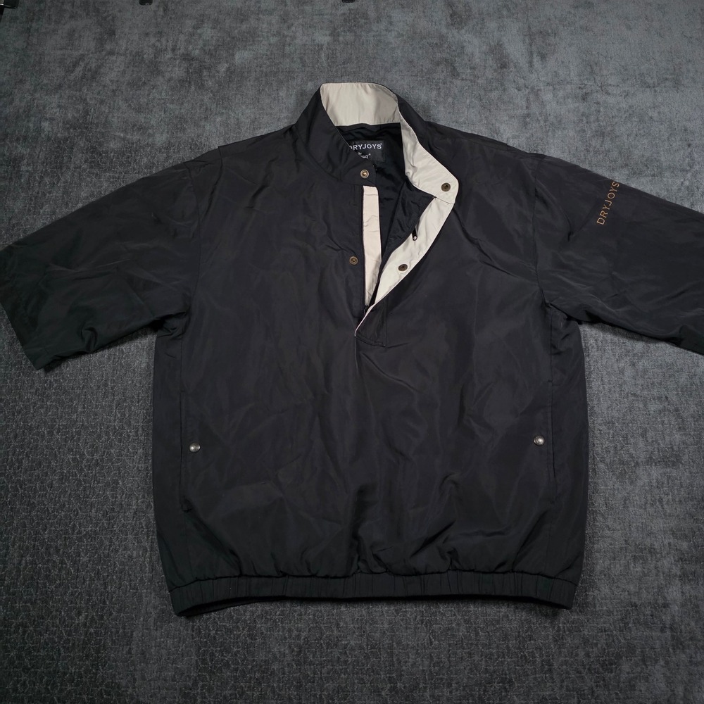 FootJoy DryJoys Windbreaker Mens Medium Black Short Sleeve Golf Pullover Jacket